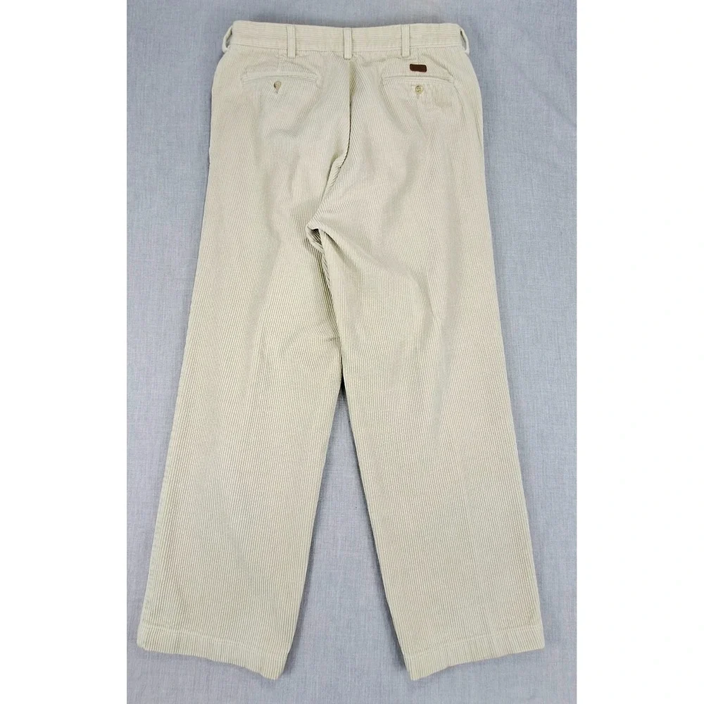 Polo Ralph Lauren Andrew Pant Mens 34x30 Beige Corduroy Pleated Relaxed Trousers